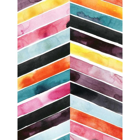 Vivid Watercolor Chevron I White Modern Wood Framed Art Print by Popp, Grace