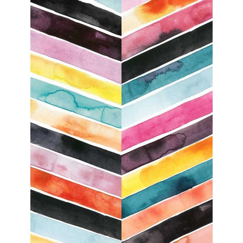 Vivid Watercolor Chevron II White Modern Wood Framed Art Print by Popp, Grace