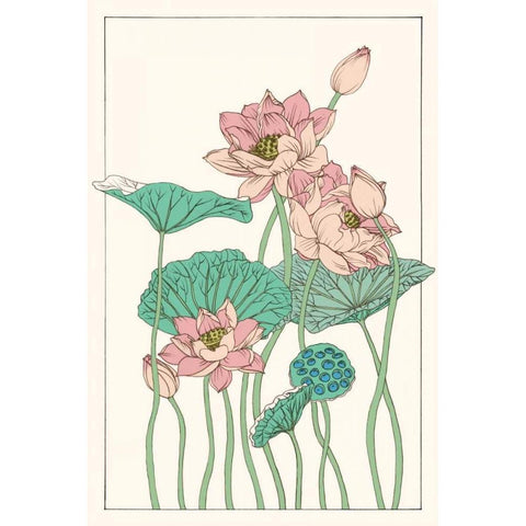 Botanical Gloriosa Lotus I Black Modern Wood Framed Art Print by Wang, Melissa