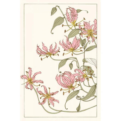 Botanical Gloriosa Lily I Gold Ornate Wood Framed Art Print with Double Matting by Wang, Melissa