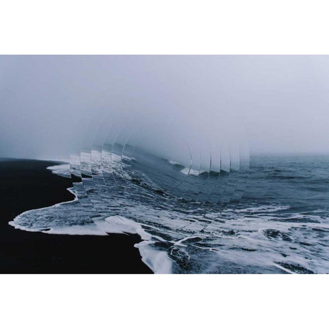 Sea Wave I Black Modern Wood Framed Art Print by Wang, Melissa