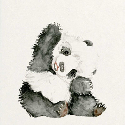 Baby Panda I White Modern Wood Framed Art Print by Wang, Melissa