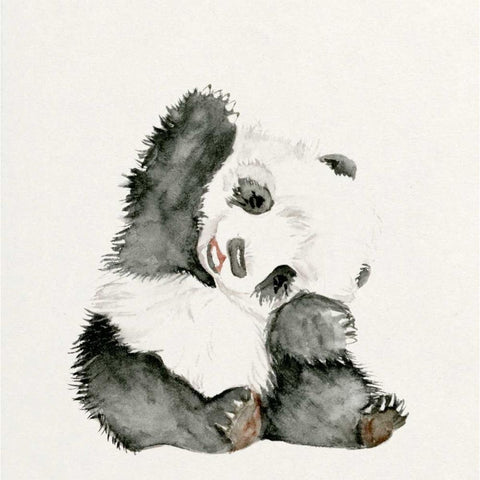 Baby Panda I Black Modern Wood Framed Art Print with Double Matting by Wang, Melissa