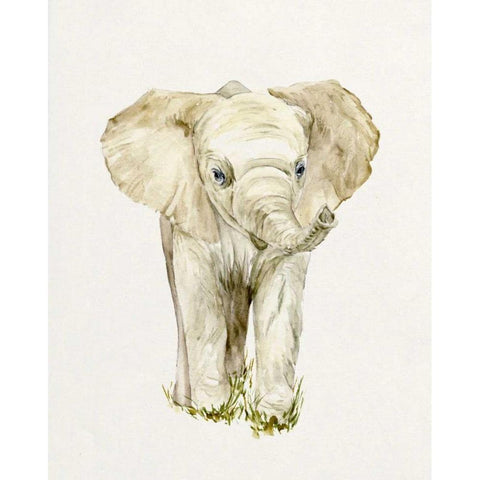 Baby Elephant II White Modern Wood Framed Art Print by Wang, Melissa