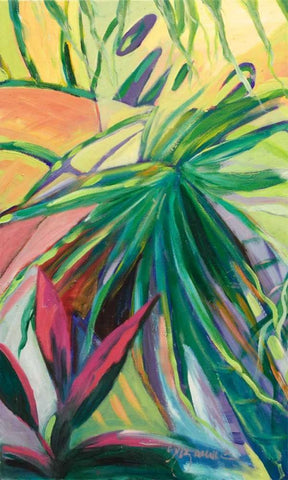 Jardin Abstracto I White Modern Wood Framed Art Print with Double Matting by Wilkins, Suzanne