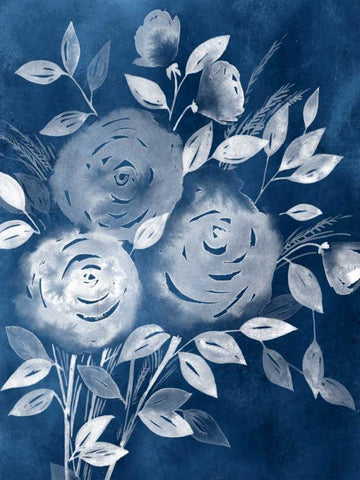 Cyanotype Roses I White Modern Wood Framed Art Print with Double Matting by Popp, Grace