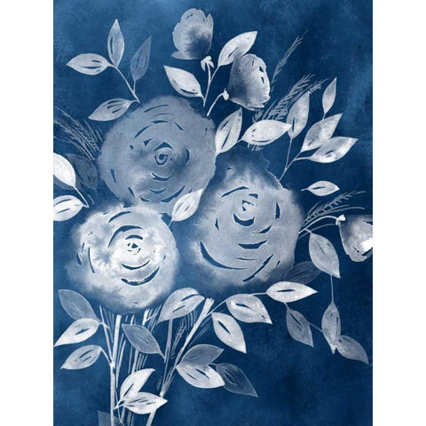 Cyanotype Roses I Gold Ornate Wood Framed Art Print with Double Matting by Popp, Grace