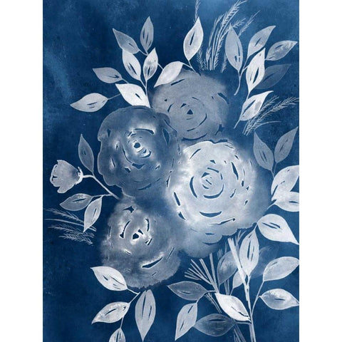 Cyanotype Roses II Black Modern Wood Framed Art Print with Double Matting by Popp, Grace