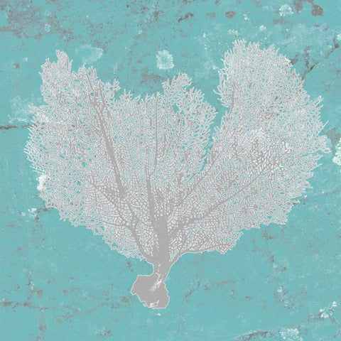 Graphic Sea Fan VI White Modern Wood Framed Art Print by Studio W