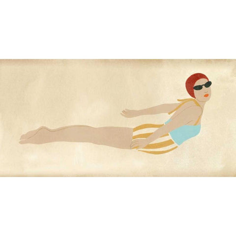 Vintage Diver I Black Modern Wood Framed Art Print with Double Matting by Vess, June Erica