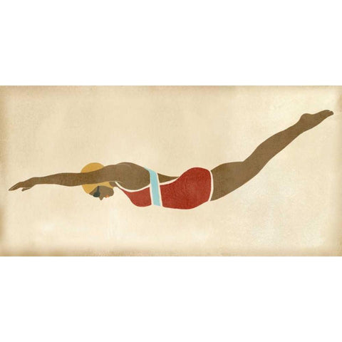 Vintage Diver II Gold Ornate Wood Framed Art Print with Double Matting by Vess, June Erica