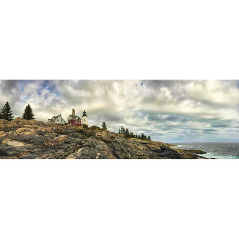 Pemaquid Light Panorama Gold Ornate Wood Framed Art Print with Double Matting by Head, Danny