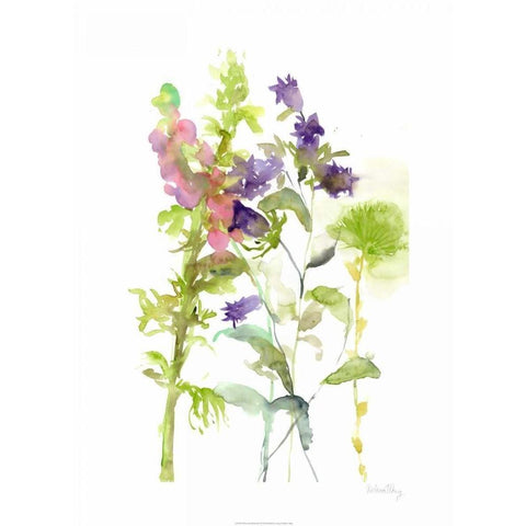Watercolor Floral Study I Black Modern Wood Framed Art Print with Double Matting by Wang, Melissa