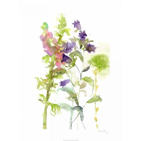 Watercolor Floral Study I White Modern Wood Framed Art Print by Wang, Melissa