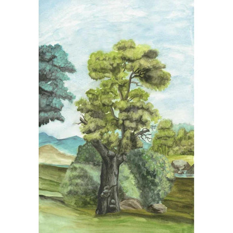 Scenic French Wallpaper II Black Modern Wood Framed Art Print by McCavitt, Naomi