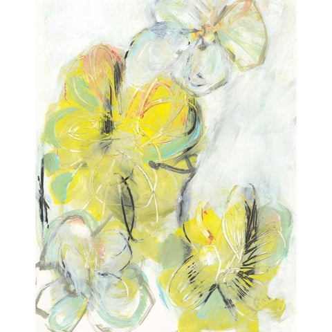 Yellow Floral Abstract II Black Modern Wood Framed Art Print with Double Matting by Fuchs, Jodi