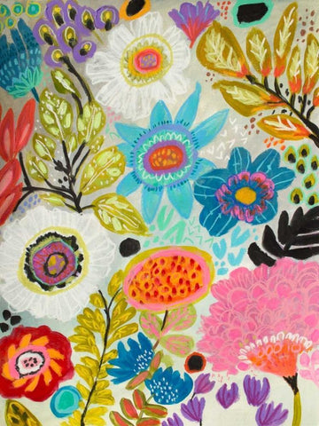 Secret Garden Floral I White Modern Wood Framed Art Print with Double Matting by Fields, Karen