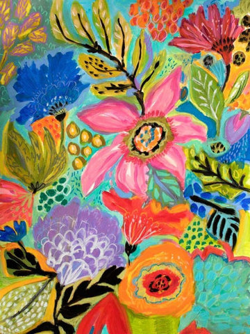 Secret Garden Floral II White Modern Wood Framed Art Print with Double Matting by Fields, Karen