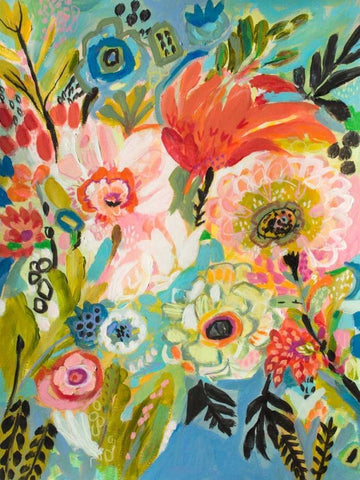 Secret Garden Floral III White Modern Wood Framed Art Print with Double Matting by Fields, Karen