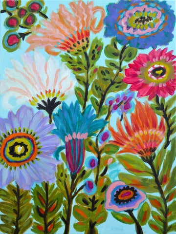 Secret Garden Floral IV White Modern Wood Framed Art Print with Double Matting by Fields, Karen