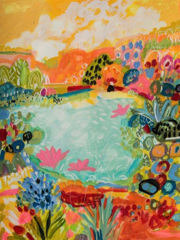 Whimsical Pond I Black Ornate Wood Framed Art Print with Double Matting by Fields, Karen