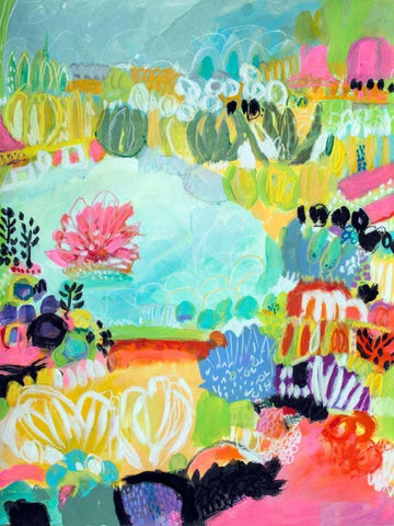 Whimsical Pond II White Modern Wood Framed Art Print with Double Matting by Fields, Karen