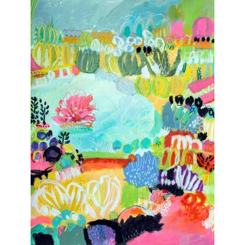 Whimsical Pond II White Modern Wood Framed Art Print by Fields, Karen