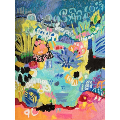 Whimsical Pond III Black Modern Wood Framed Art Print with Double Matting by Fields, Karen