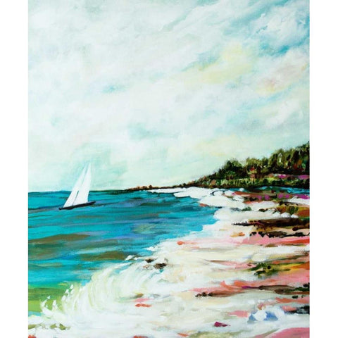 Beach Surf I Black Modern Wood Framed Art Print by Fields, Karen