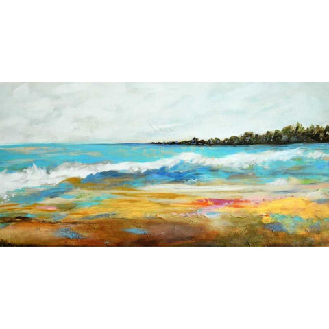 Beach Surf II White Modern Wood Framed Art Print by Fields, Karen