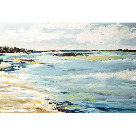 Beach Surf III White Modern Wood Framed Art Print by Fields, Karen