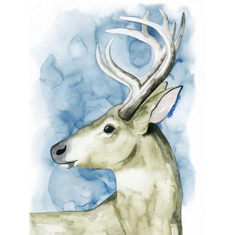 Wandering Stag I White Modern Wood Framed Art Print by Popp, Grace