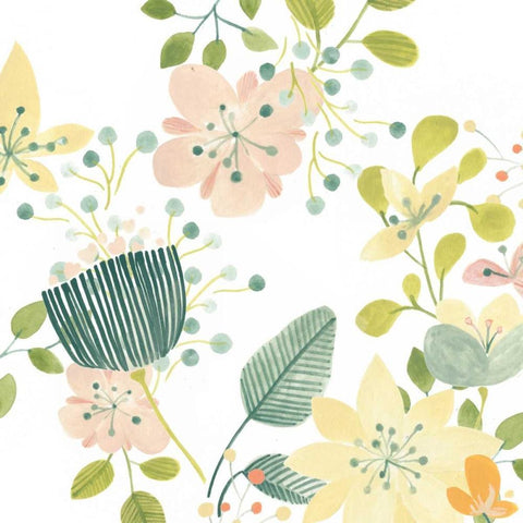 Garden Galore I Black Ornate Wood Framed Art Print with Double Matting by Vess, June Erica