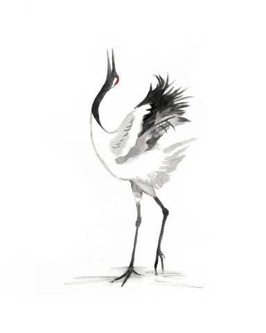 Japanese Cranes IV White Modern Wood Framed Art Print with Double Matting by McCavitt, Naomi