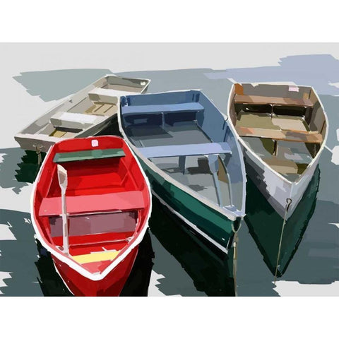 Bold Boats I White Modern Wood Framed Art Print by Kalina, Emily