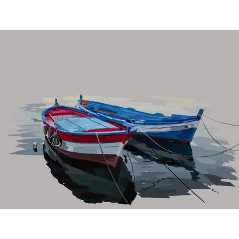 Bold Boats II Black Modern Wood Framed Art Print with Double Matting by Kalina, Emily
