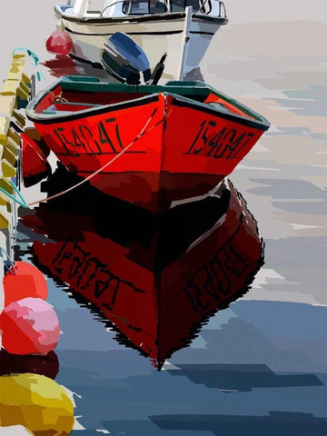 Bold Boats VII Black Ornate Wood Framed Art Print with Double Matting by Kalina, Emily