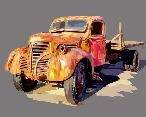 Powerful Truck II Black Ornate Wood Framed Art Print with Double Matting by Kalina, Emily