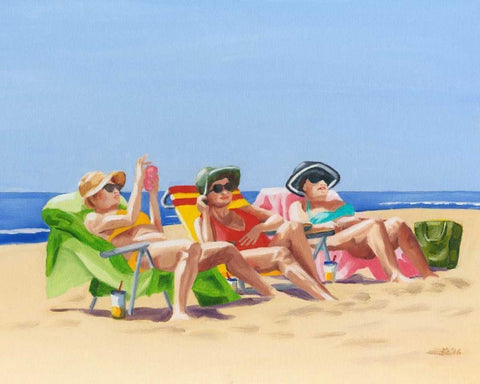 Beach Vacation I White Modern Wood Framed Art Print with Double Matting by Miller, Dianne