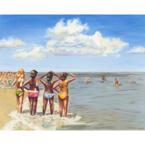 Beach Vacation II Black Modern Wood Framed Art Print with Double Matting by Miller, Dianne