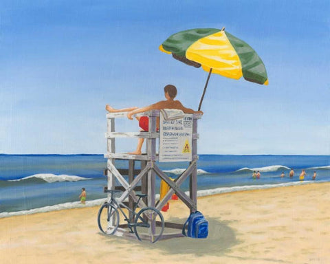 Beach Vacation VII White Modern Wood Framed Art Print with Double Matting by Miller, Dianne