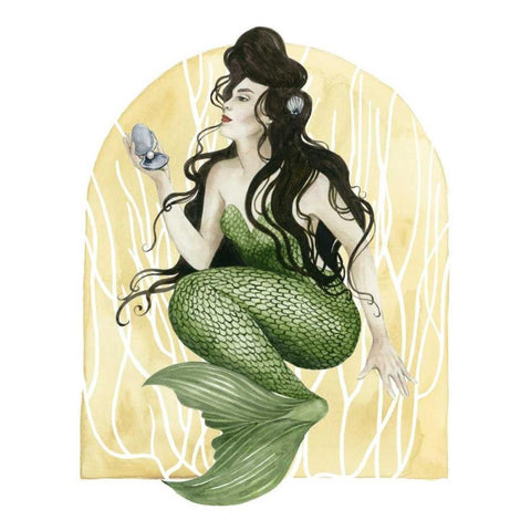 Deco Mermaid I Black Modern Wood Framed Art Print with Double Matting by Popp, Grace