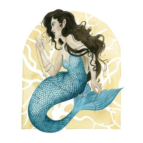 Deco Mermaid III White Modern Wood Framed Art Print by Popp, Grace