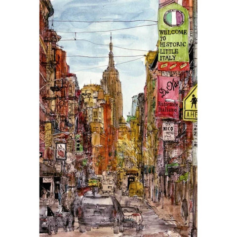 City Scene II Black Modern Wood Framed Art Print with Double Matting by Wang, Melissa