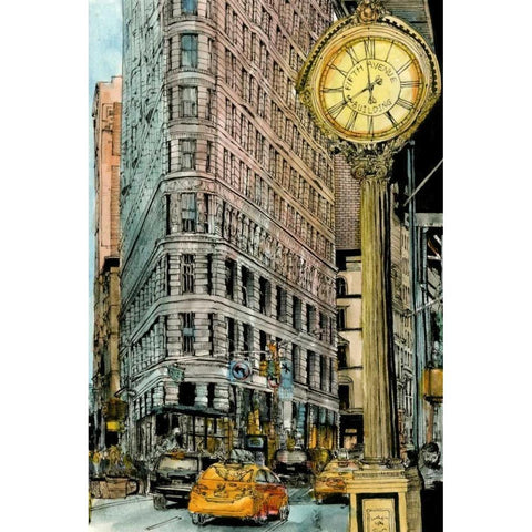 City Scene VII Gold Ornate Wood Framed Art Print with Double Matting by Wang, Melissa