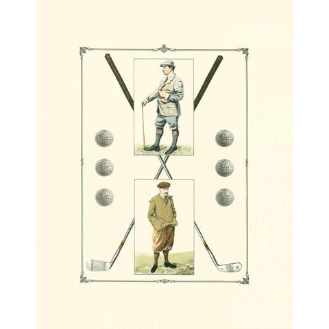 Golfers- John Henry and R. Maxwell Black Modern Wood Framed Art Print with Double Matting by Spy