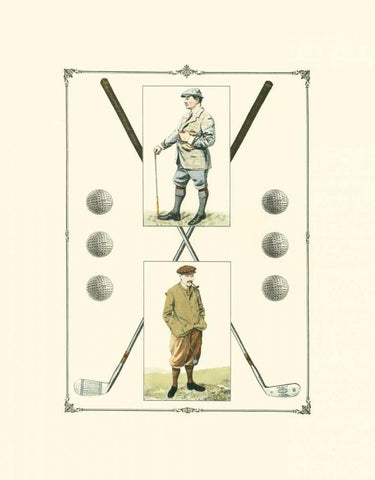 Golfers- John Henry and R. Maxwell Black Ornate Wood Framed Art Print with Double Matting by Spy