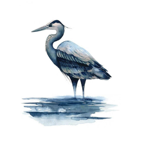 Azure Heron I White Modern Wood Framed Art Print by Popp, Grace