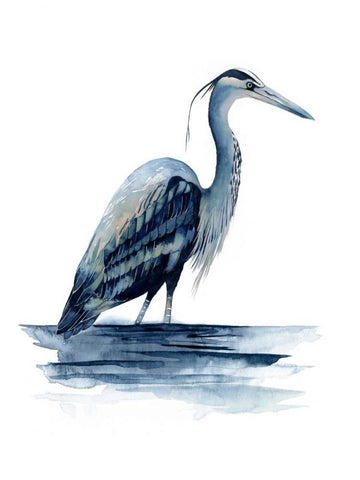 Azure Heron II White Modern Wood Framed Art Print with Double Matting by Popp, Grace