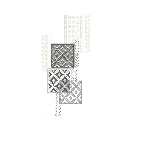 Block Print Composition II White Modern Wood Framed Art Print by Vess, June Erica